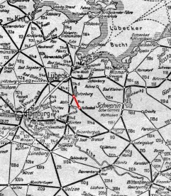 Bahnstreckenplan Norddeutschland von 1943
